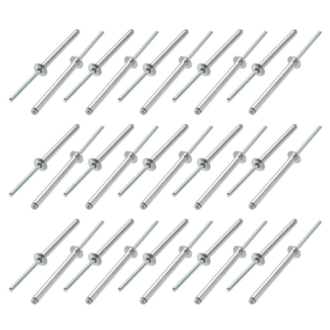 sourcingmap 30 Pcs 4mm x 40mm Aluminum/Steel Open End Blind Rivets