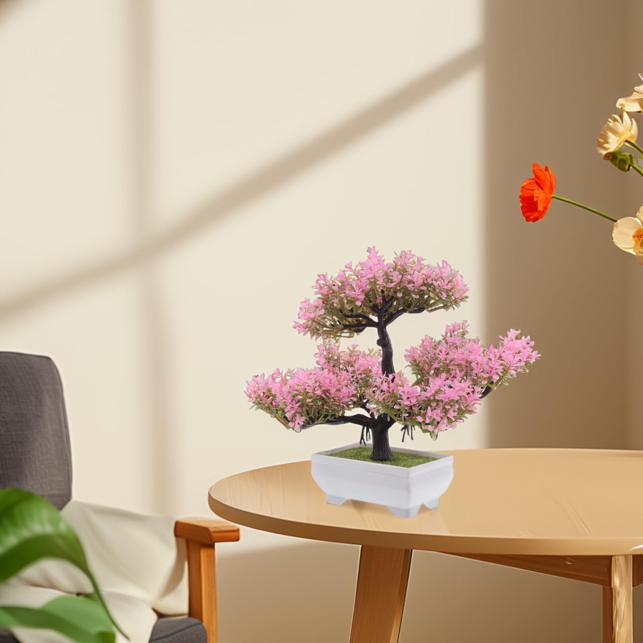 Realistic Artificial Bonsai Tree Small Potted Faux Pine Plant for Desk Decoration Home Office Entryway Accent 9.05X8.66X4.72In