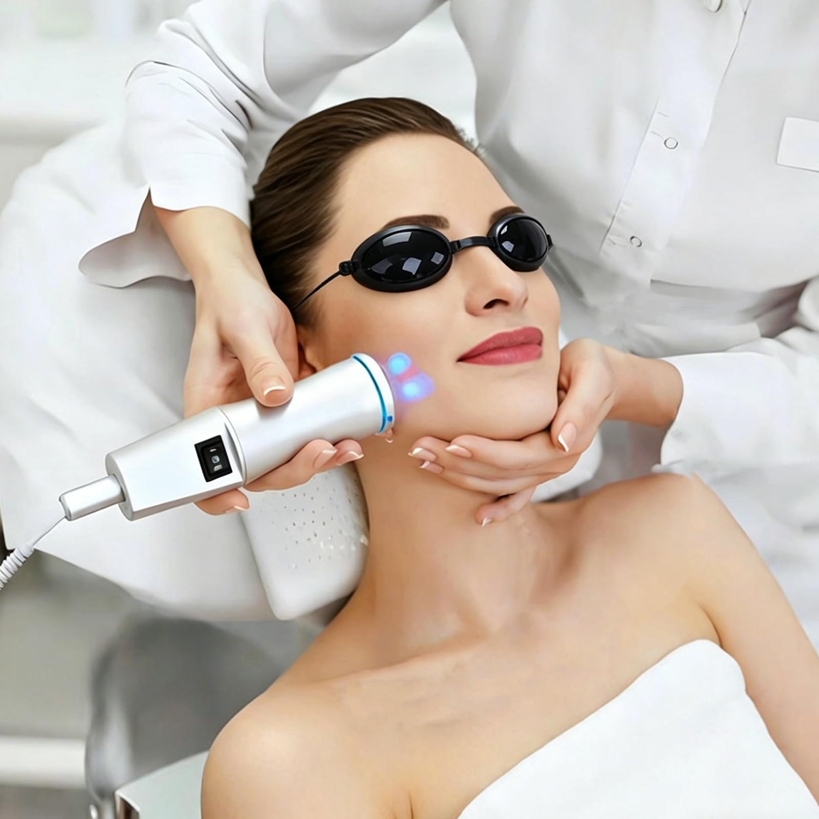 4 Pezzi Occhiali Protettivi Infrarossi, Regolabile Occhiali Luce Pulsata, Occhialini Solarium UV Protezione, Occhialis di Protezione Laser per Trattamenti di Bellezza e Abbronzatura Esterna