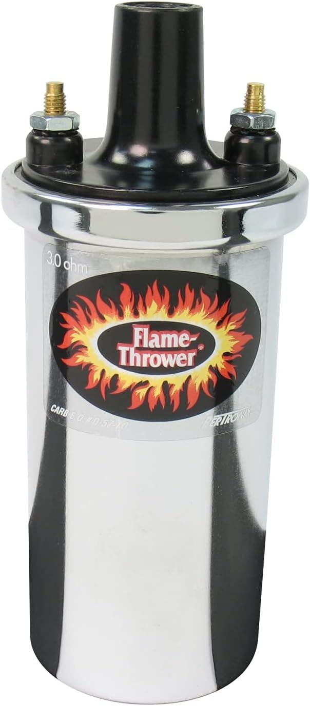 Pertronix 40601 Flame-Thrower Ignition Coil, 40,000 Volt 3 Ohm, 12 Volt, Chrome Epoxy