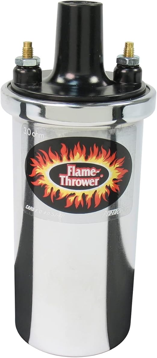 Pertronix 40501 Flame-Thrower Ignition Coil, 40,000 Volt 3 Ohm, 12 Volt, Chrome