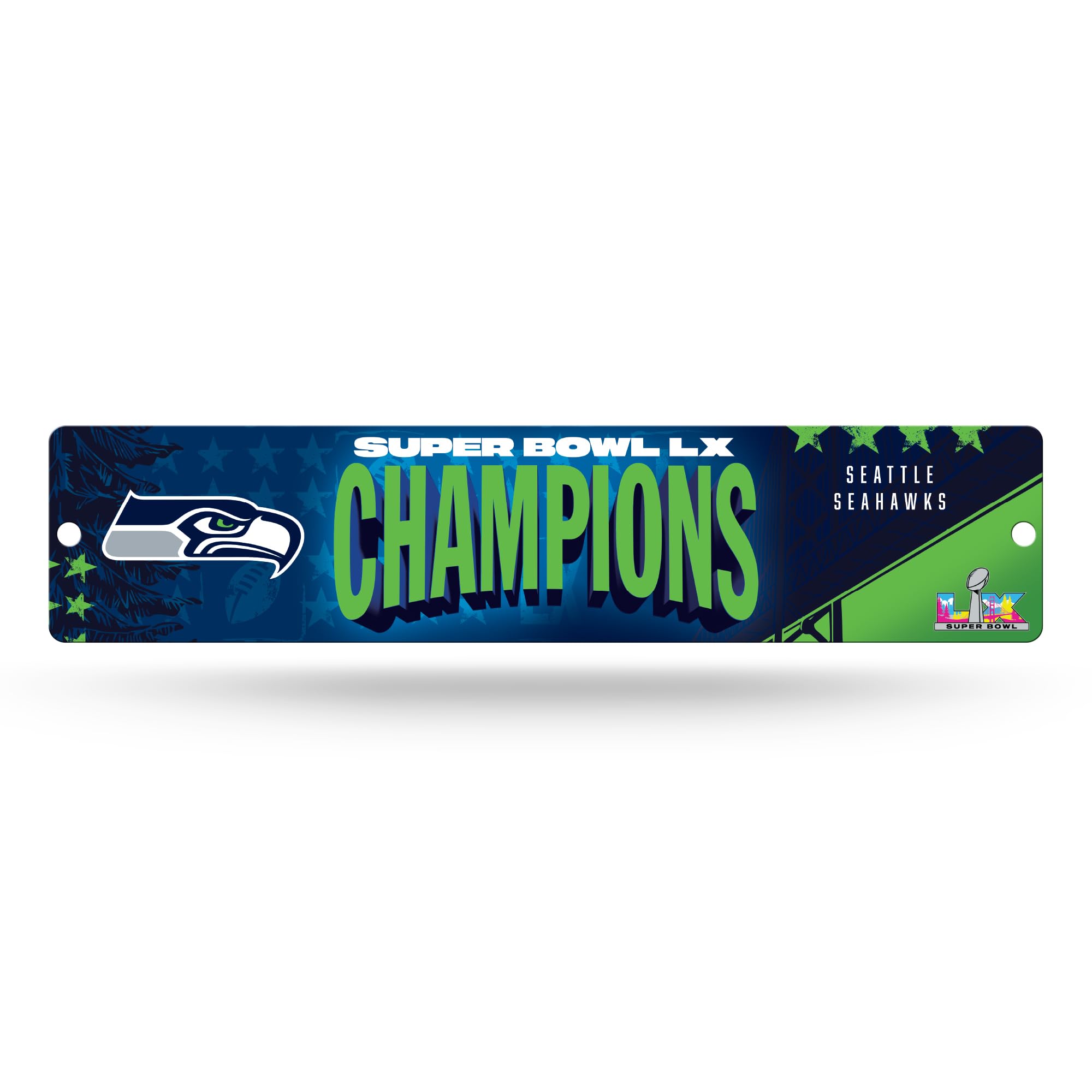 Rico Industries Seattle Seahawks Nfl Football 2026 Super Bowl Lx Champions Plastic 4" X 16" Street Sign