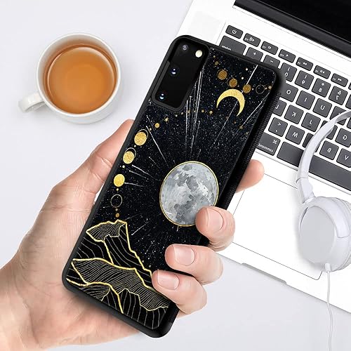 Miniatura 5 de DJSOK Funda compatible con Samsung Galaxy S20 Plus, diseño de luna dorada, diseño de luna dorada+funda protectora de TPU de silicona suave