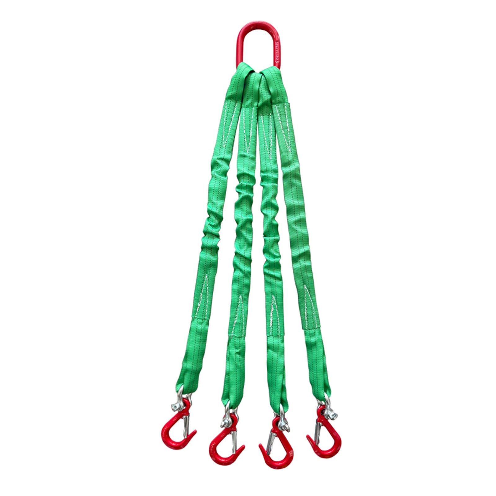 Schwerlast-Hebegurte mit Gurten - viersträngige Gurte, Tragfähigkeit 13220 lb, Gurte aus G80-Legierungsstahl, sicheres Ziehen und Heben, grün (1 Meter).