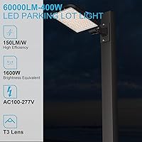 Vista 2 de Lightdot Luz LED de estacionamiento de 400 W, montaje de brazo de 60000 lúmenes, 5000 K, iluminación inteligente del atardecer al amanecer, luces
