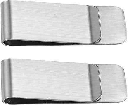 IRYNA Money Clips 2 Pcs Silver Money Clips Money Holder Cash Clip, Minimalist Wallet Money Clip and Credit Card Holder Bill Clip Note Holder for Men Super Slim and Durable