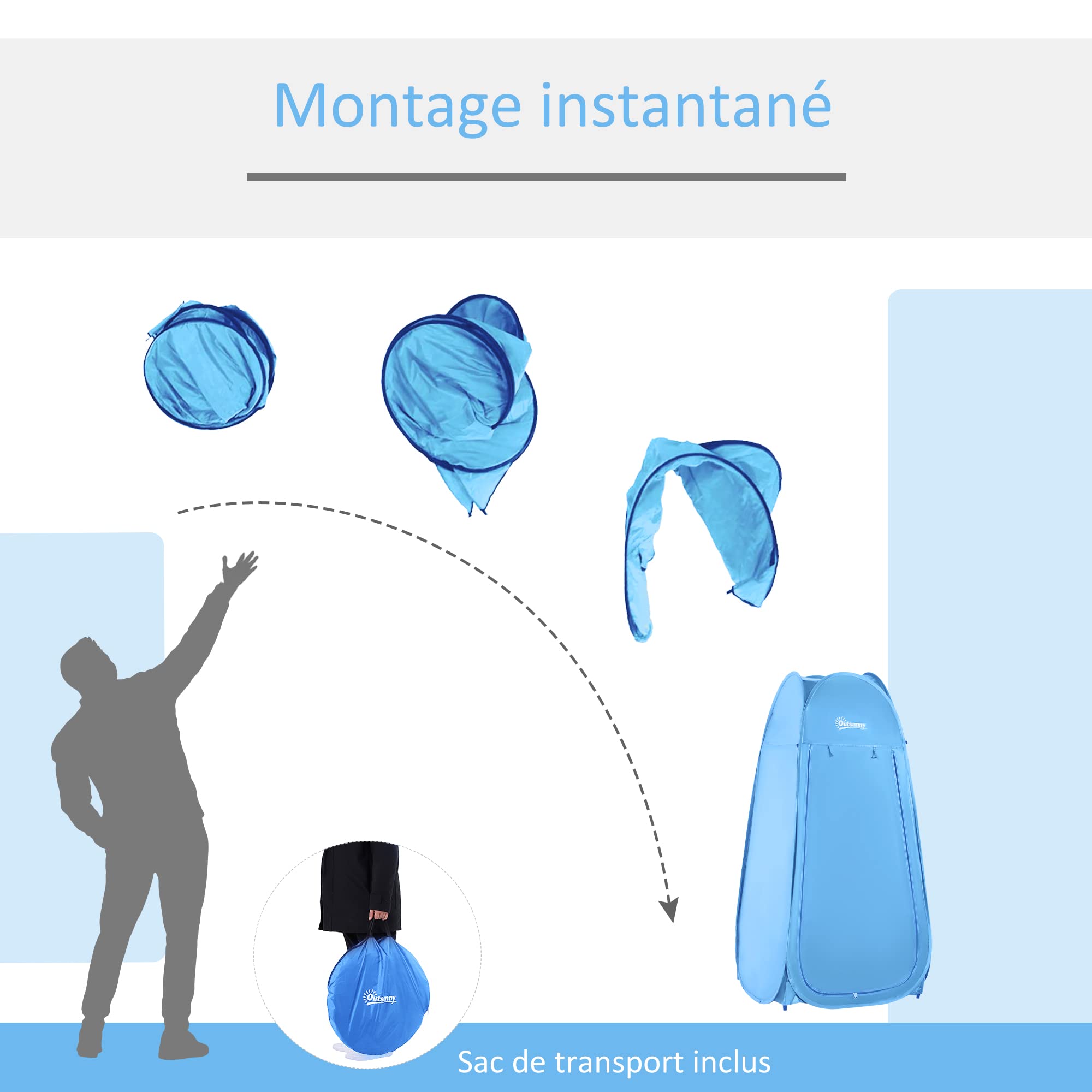 Tente de douche pliable pop-up automatique instantanée cabinet de changement camping polyester bleu marine