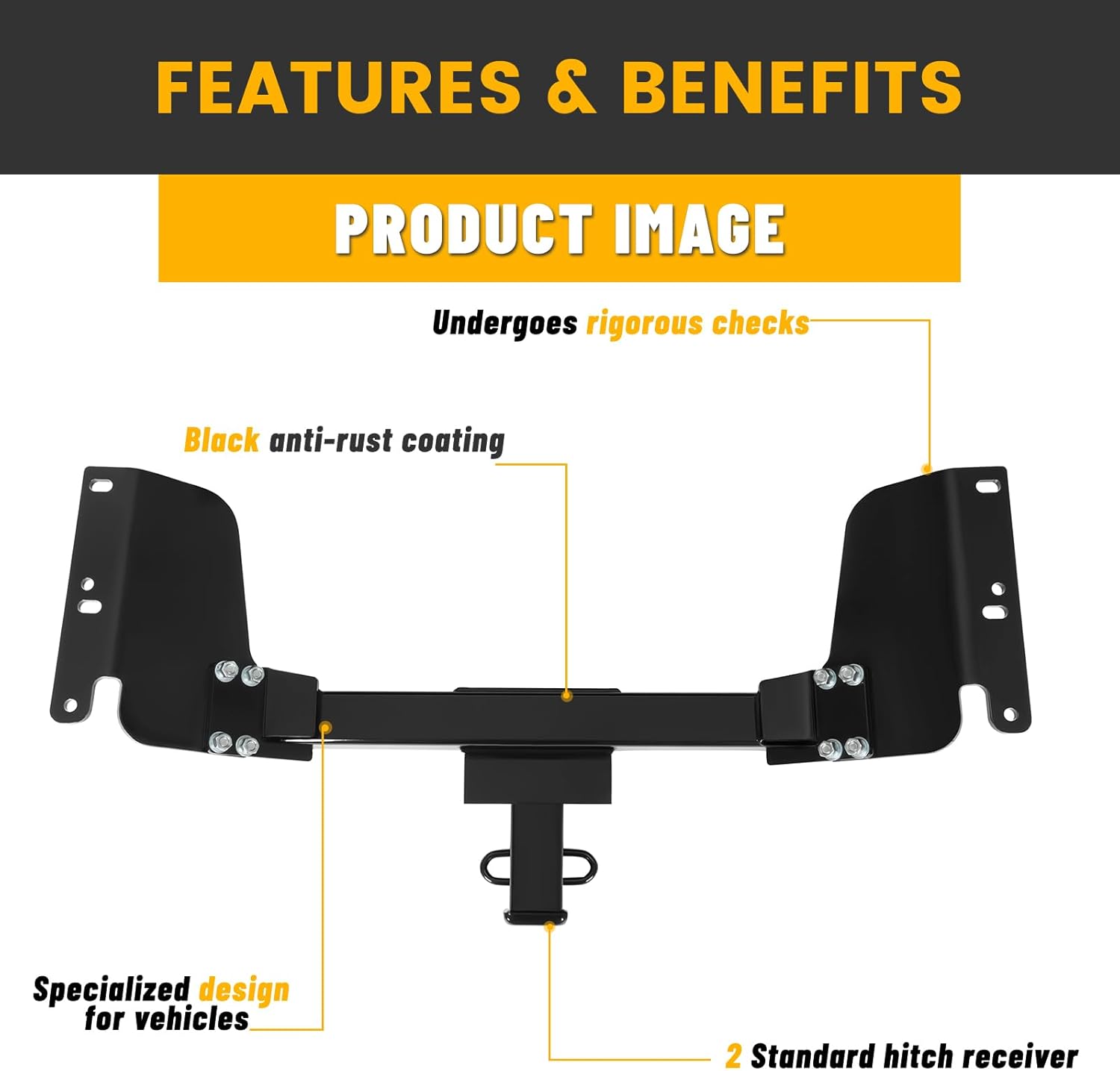 KUAFU Class 3 Trailer Hitch Compatible with 2018-2024 Chevy Chevrolet Equinox GMC Terrain 2 Inch Towing Hitch Receiver
