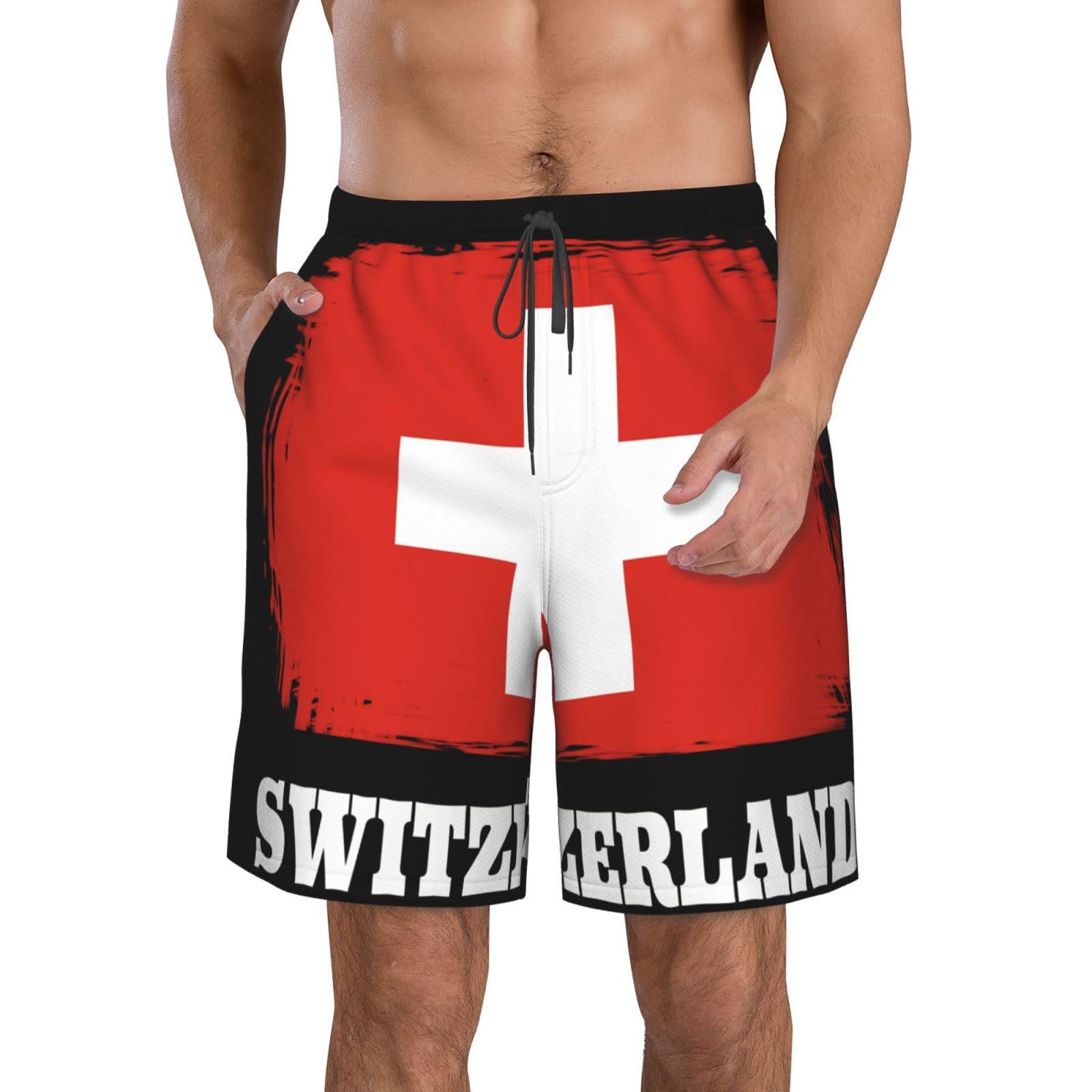 Bandera De Suiza De Novedad Hombre Bermudas Cortos Ligero Bañadores De Natación con Bolsillo Bañadores De Playa