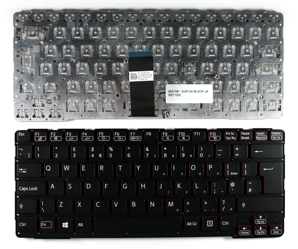 Clavier de remplacement pour PC portable Sony Vaio SVE14A1X1RS rétroéclairé noir - 2
