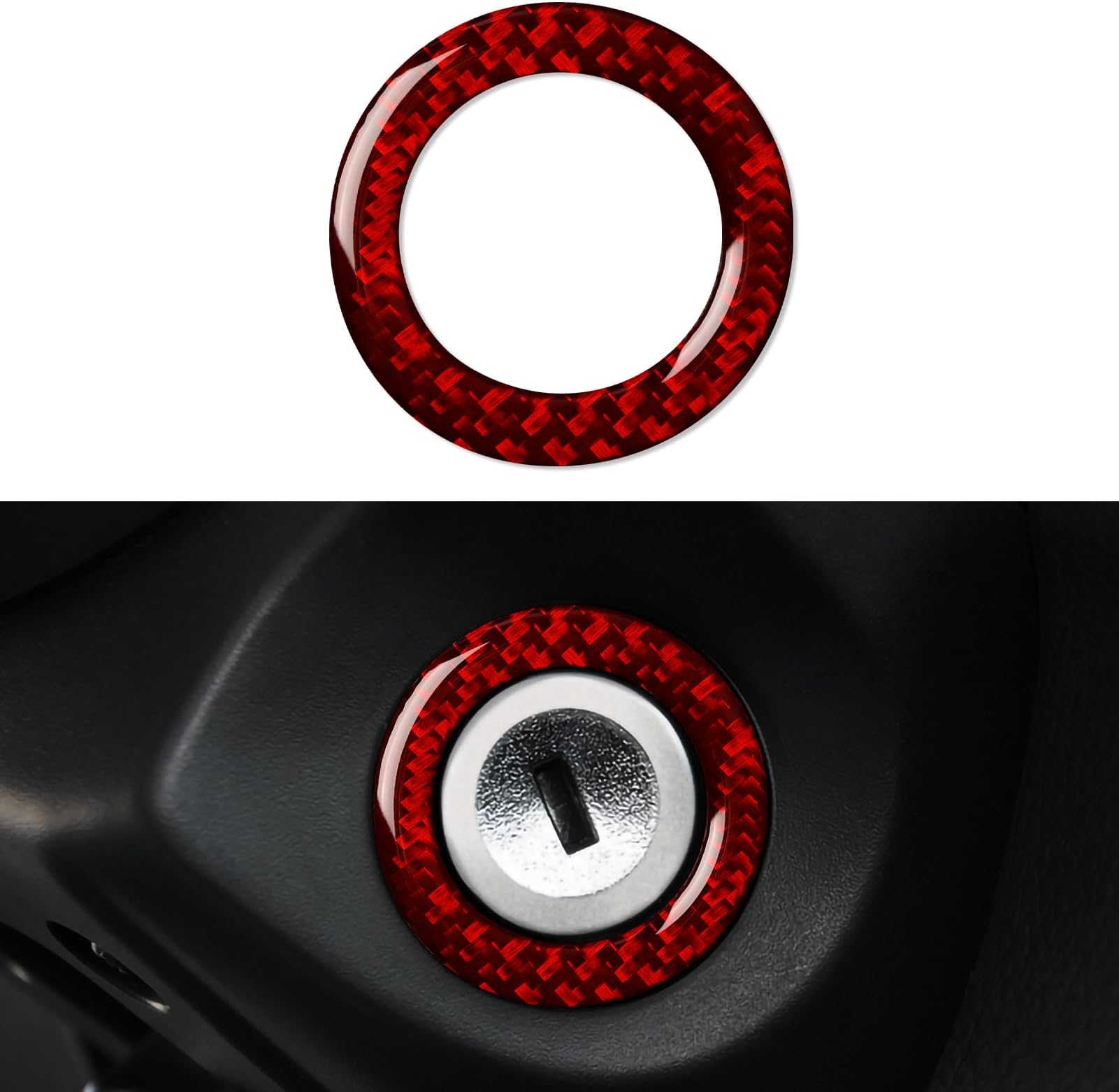 Car Engine Start Stop Ignition Key Ring Sticker Carbon Fiber Decal Interior Trim Cover for Ford Mustang GT Shelby 2009 2010 2011 2012 2013 2014 Accessories