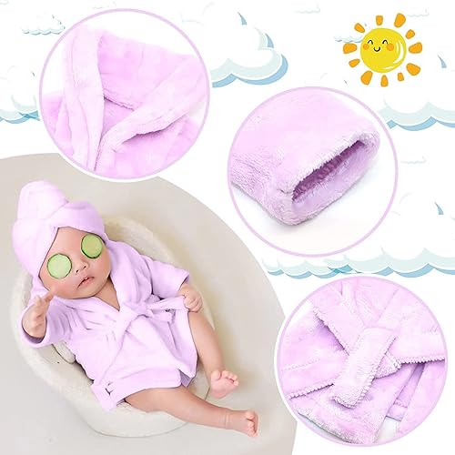 Miniatura 10 de SPOKKI Accesorios de fotografía para recién nacidos, 7 piezas, trajes para sesión de fotos de recién nacidos, accesorios de bata con toalla de baño,