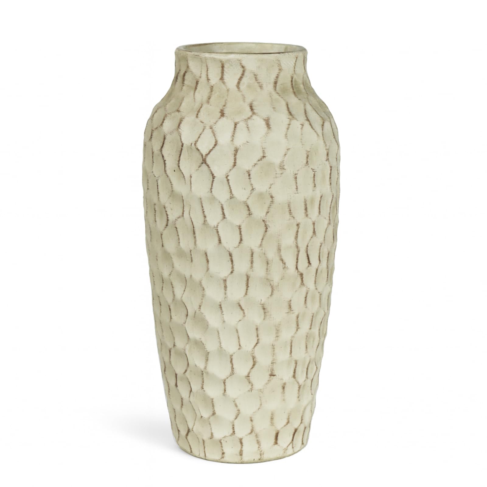 12.4 Inch Large Yellow Textured Ceramic Tall Vase for Rustic Home Decor