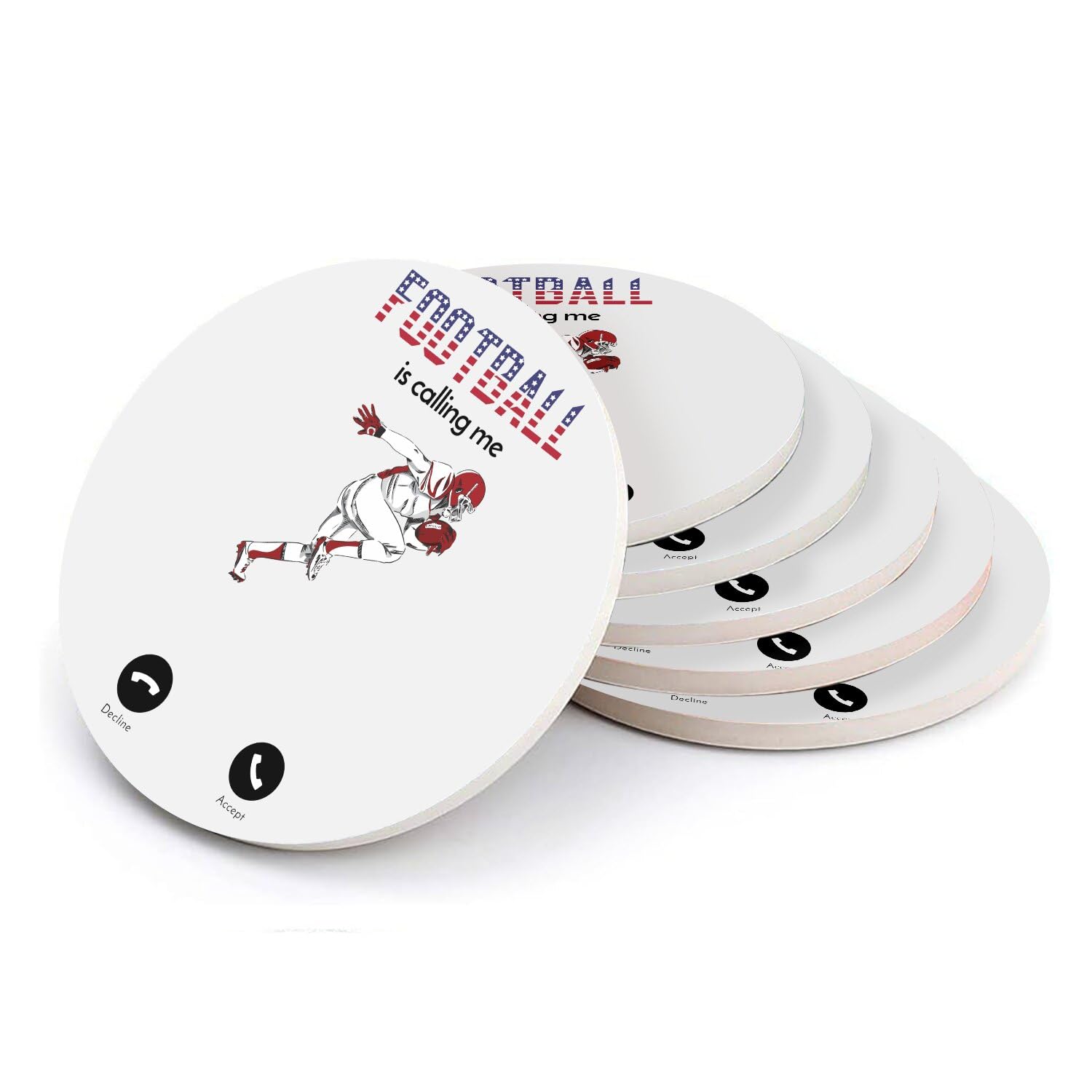 Sous verre ronds en céramique football lot de 6 idée cadeau originale pour fan de sport