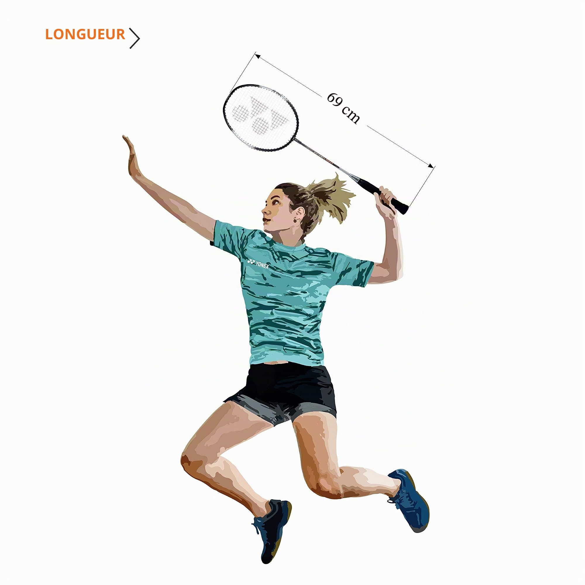 Yonex ZR Raquette de badminton à cordes en aluminium 100 l avec couverture complète