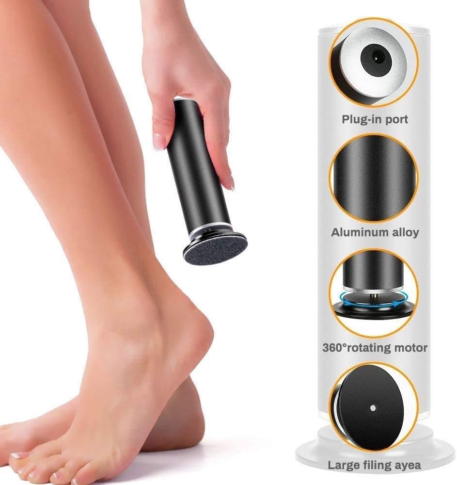 Callo File di Piede Elettrico di rimozione for Il Piede, Pedicure Piede Cura for la Pelle Morta Duro Incrinato Secco, con Dischi di Ricambio 60pcs (Color : Black)