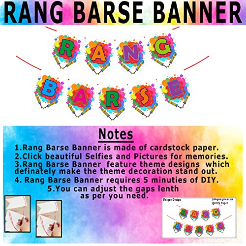 Image of Party Propz Multicolour Holi Props - 11Pcs Multicolor Props for Holi decoration Items for Home, Rang Barse Banner (Cardstock)