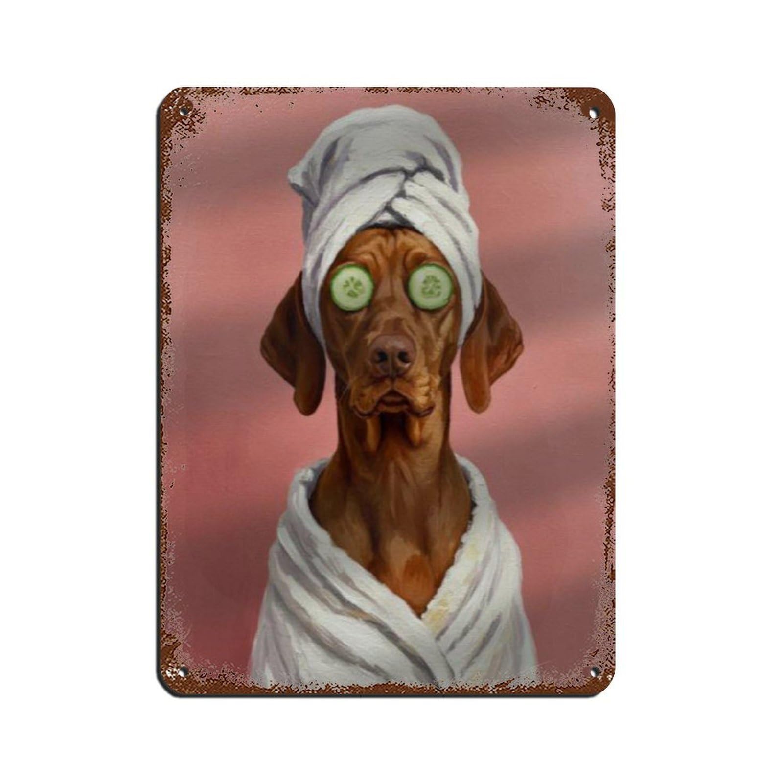 Bathroom Spa Vizsla Dog, Décor Art Retro Poster Metal Tin Sign Chic Art Retro Iron Painting Bar People Cave Cafe Family Garage Poster Wall Decoration 12x16inch(30x40cm)