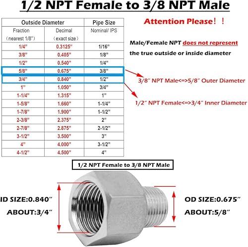 Miniatura 8 de Beduan Instalación de tubería de acero inoxidable 12 "NPT rosca macho x 12" adaptador de tubo de rosca hembra NPT