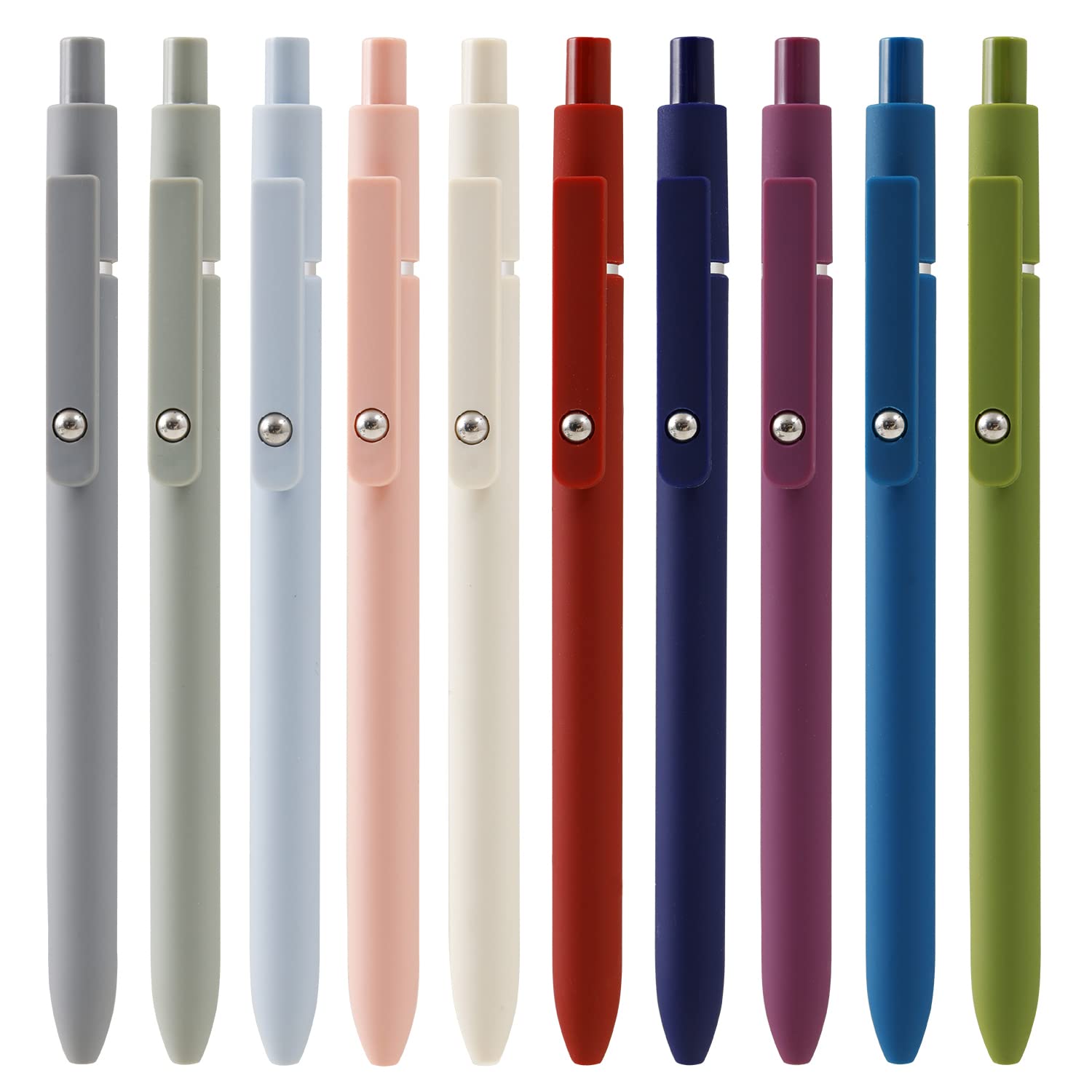 FIOVER10pcs Gel Pens Quick Dry Ink Pens Fine Point Premium Retractable Rolling Ball Gel Pens Black Ink Smooth Writing for School Office Home (Morandi & Retro)