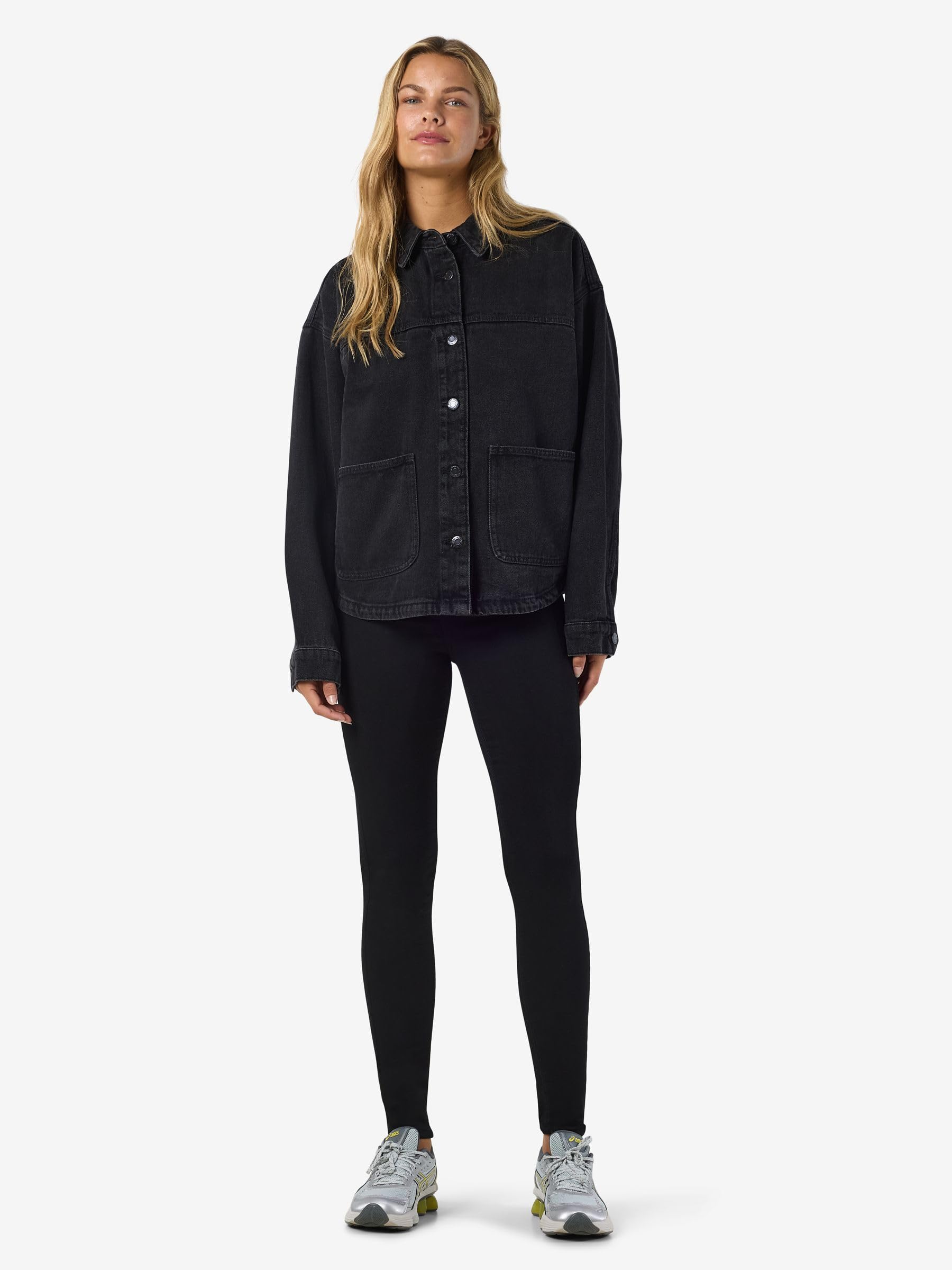 NOISY MAY Nmkettie L/S Reg DNM Jcket Vi559Bl Noos, Black Denim, L, czarny denim, L