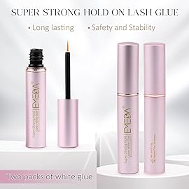 EMEDA 2 Packs False Eyelash Glue Super Strong Hold Clear Glue Professional Latex Free Eyelash Glue Waterproof Lash Glue Best White Strip Eyelash Adhesive Suitable for Sensitive Eyes Lash Adhesive