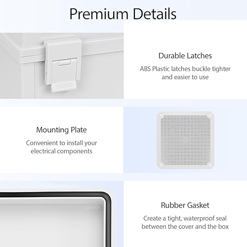 Miniatura 4 de LMiEtool - Caja de conexiones, carcasa de plástico ABS impermeable IP65, resistente al polvo, caja de proyectos para exteriores e interiores,