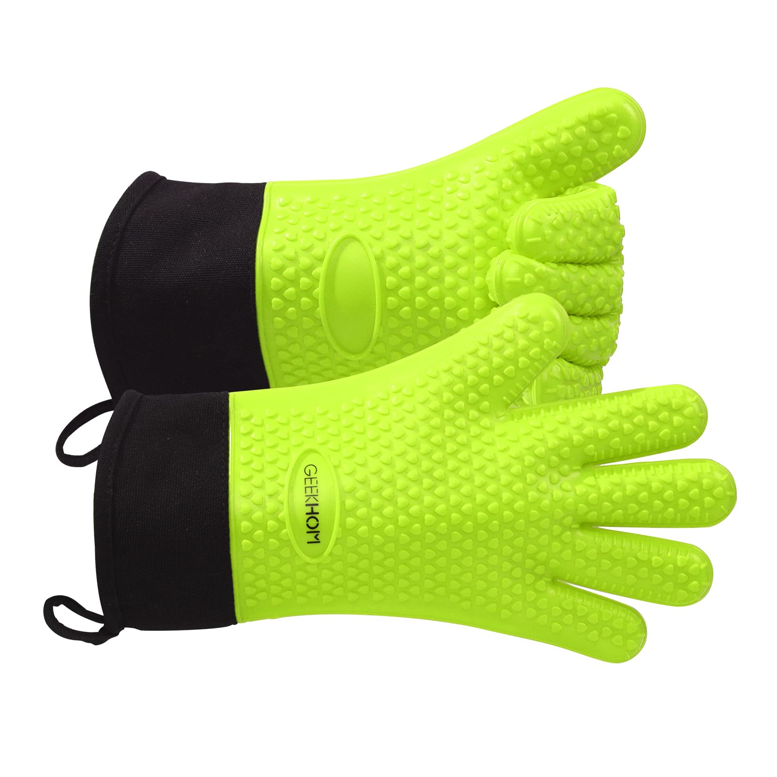 GEEKHOM Silikon Ofenhandschuhe Hitzebestndig Topfhandschuhe BBQ Handschuhe  Wasserdicht Kchenhandschuhe fr Backofen Grillen Mikrowelle, rutschfeste  Backhandschuhe Mit Fingern, Grn, M : Amazon.de: Kche, Haushalt & Wohnen