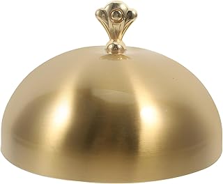 DOITOOL Gold Stainless Steel Steak Cover Dome 7.87 Inch Food Plate Cloche with Handle for Even Cooking and Splash Protection in Kitchen and Restaurant