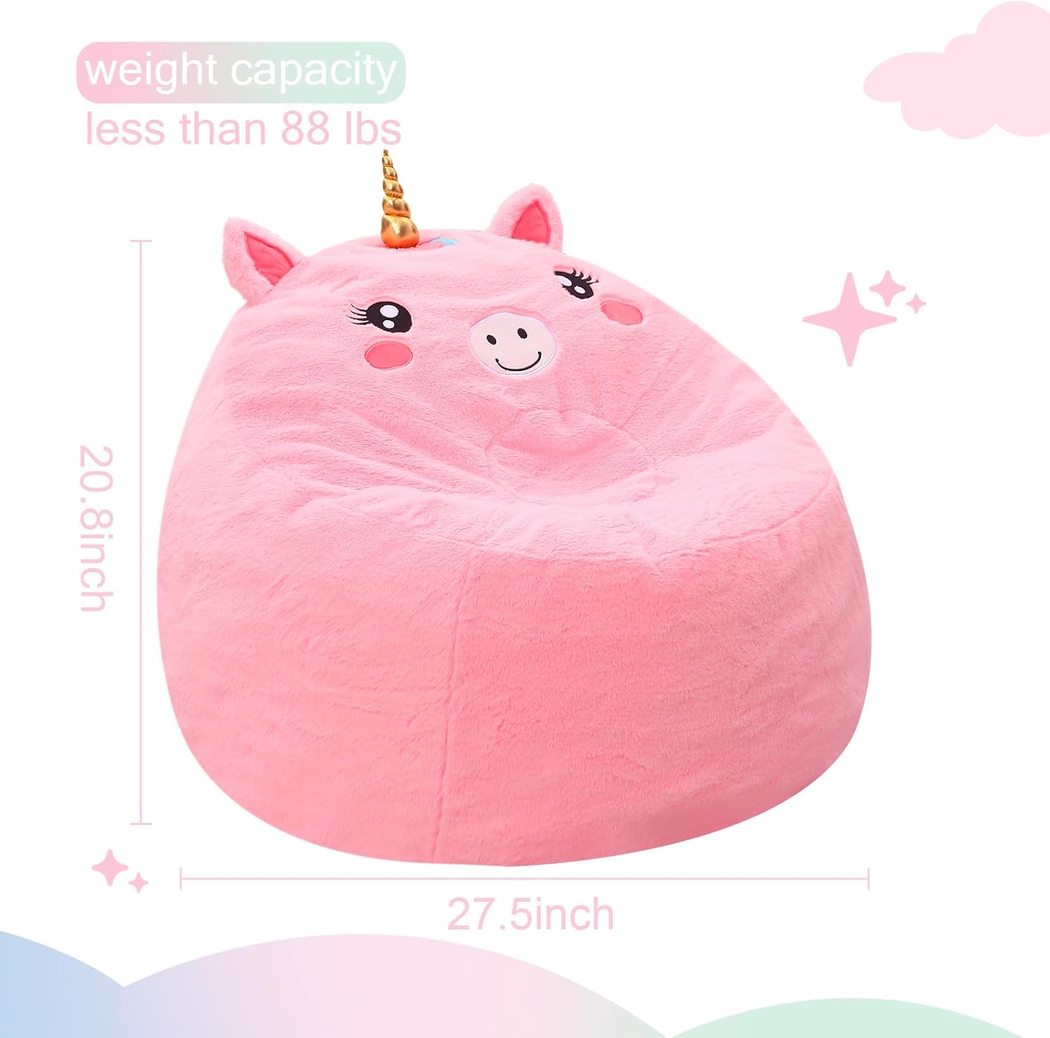 COMAX Unicorn Bean Bag Chairs for Kids 8-12, Toddler BeanBag
