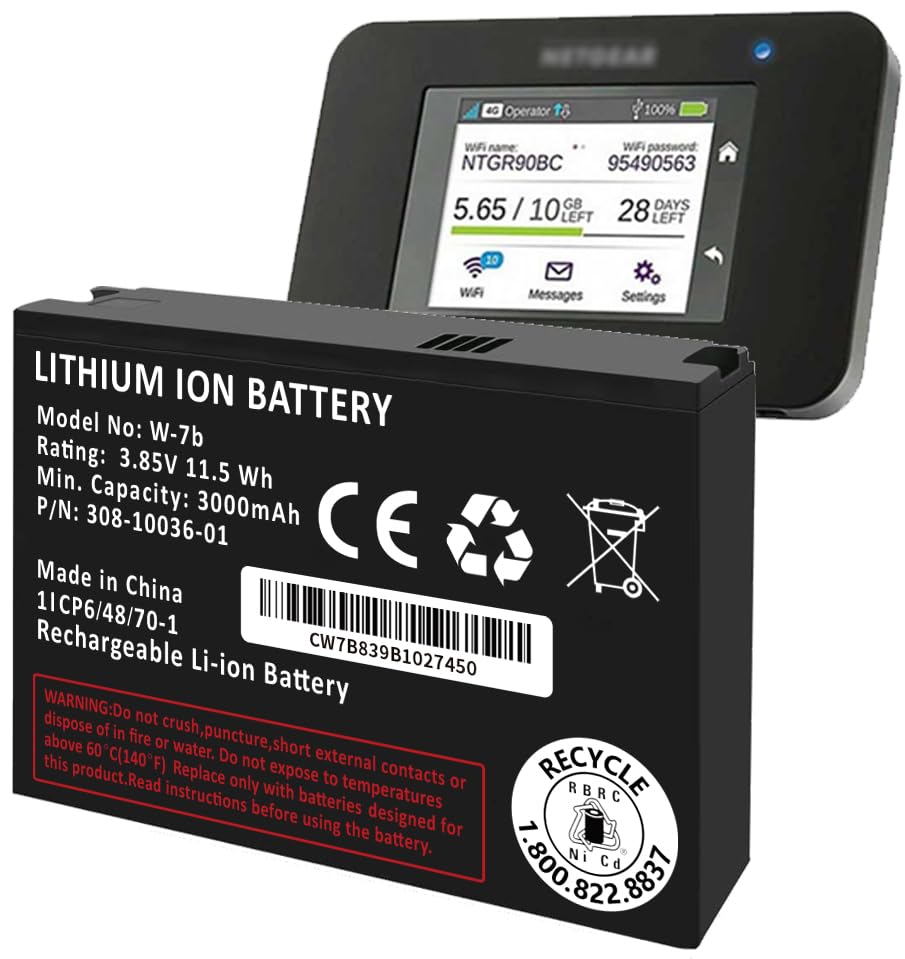 【2025 𝗡𝗲𝘄 𝗨𝗽𝗴𝗿𝗮𝗱𝗲𝗱】 W-7B Battery Replacement for Netgear AirCard 800s 797s 779S 780S 790S 790SP 810S 4G LTE Mobile Hotspot