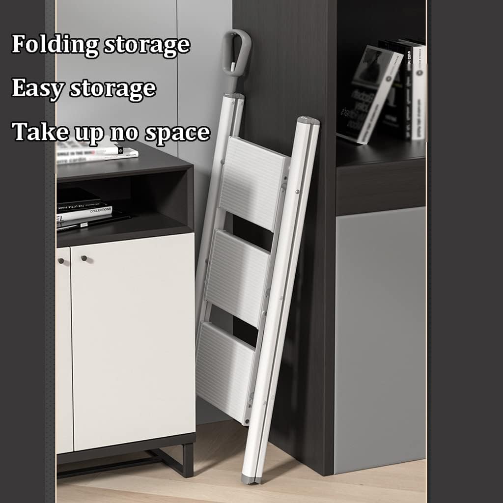 Ladders Multi-Purpose Telescoping Ladders, Wide Pedal Folding Ladder with Handrails, Family Small Portable Step Ladders 330lb Household or Outdoor