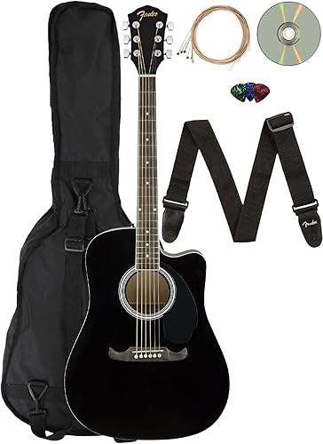 Fender FA-125CE - Conjunto de guitarra electroacústica Negro