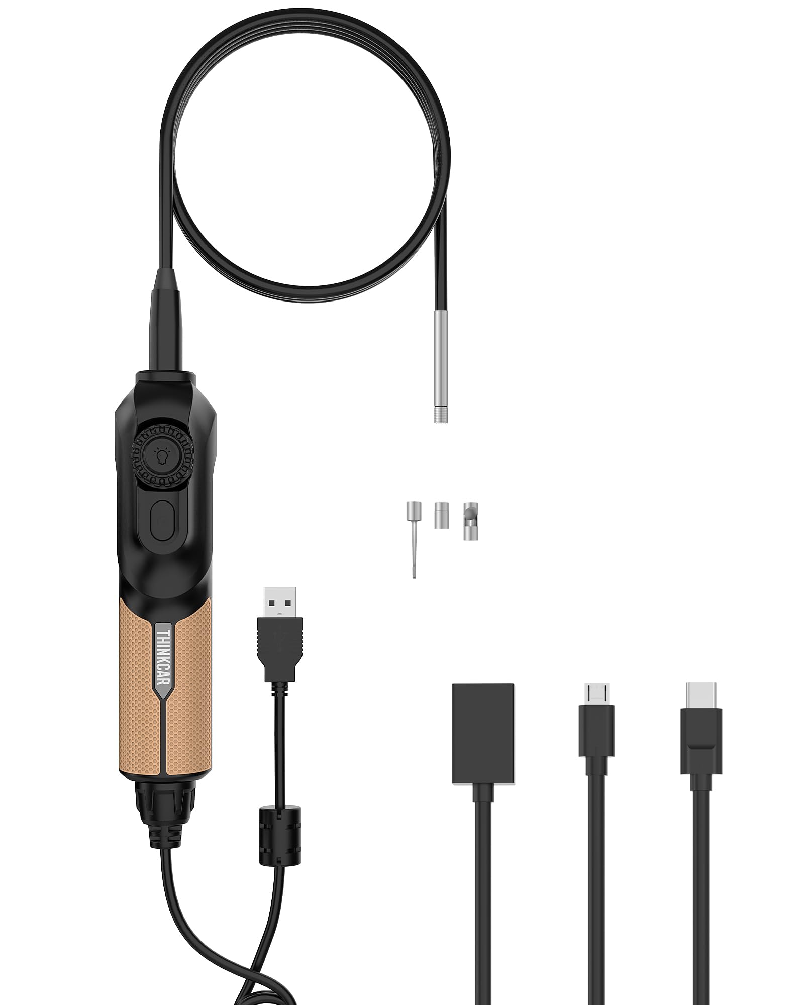 Caméra Endoscopique THINKCAR TES102 avec Éclairage, Endoscope HD de 0,21 Pouce avec 6 LED Réglables, Caméra Semi-Rigide Étanche IP67, Endoscope D'inspection avec Prise de Vue Instantanée en Un Clic