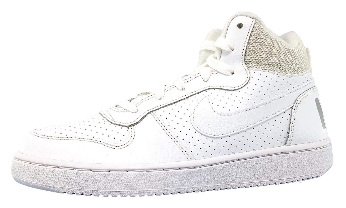 839977-100: Court Borough Mid Big Kids White/White Basketball Sneaker (3.5 M US Big Kid)