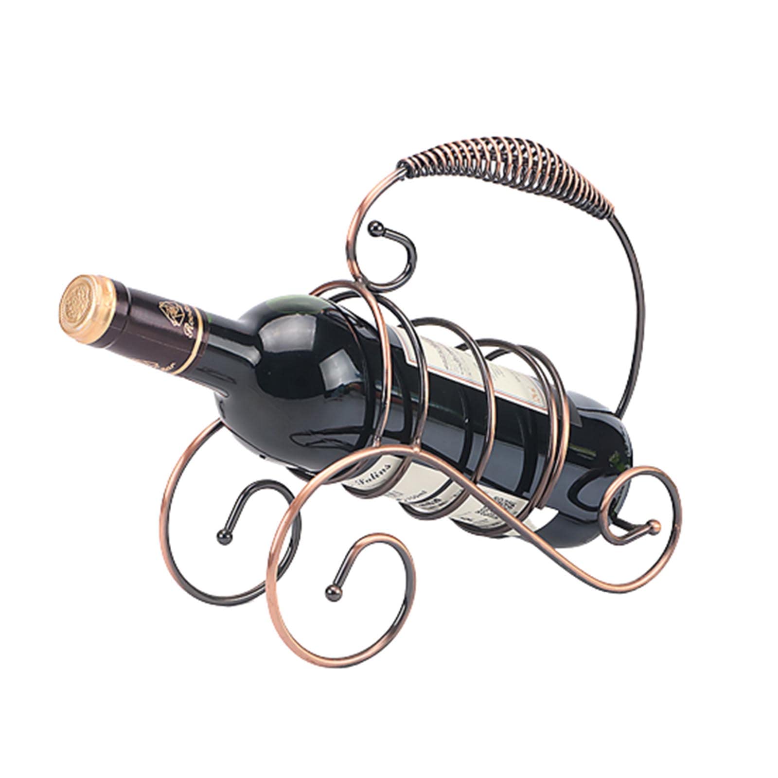 Botelleros Y Armarios Para Vino Botellero Madera Metal Dia De La Madre Regalo Madre Estante De Artesanía Estilo Europeo Adorno Hierro Forjado Base Sólida Fuerte Capacidad Carga (23x10x22cm,brown)