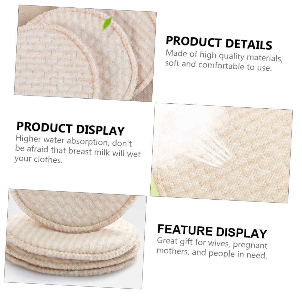 Abaodam 2sets Cotton Breast Pads Maternity Nursing Pads Leak Proof Washable Non Slip Nipple for Breastfeeding 4pcs*2