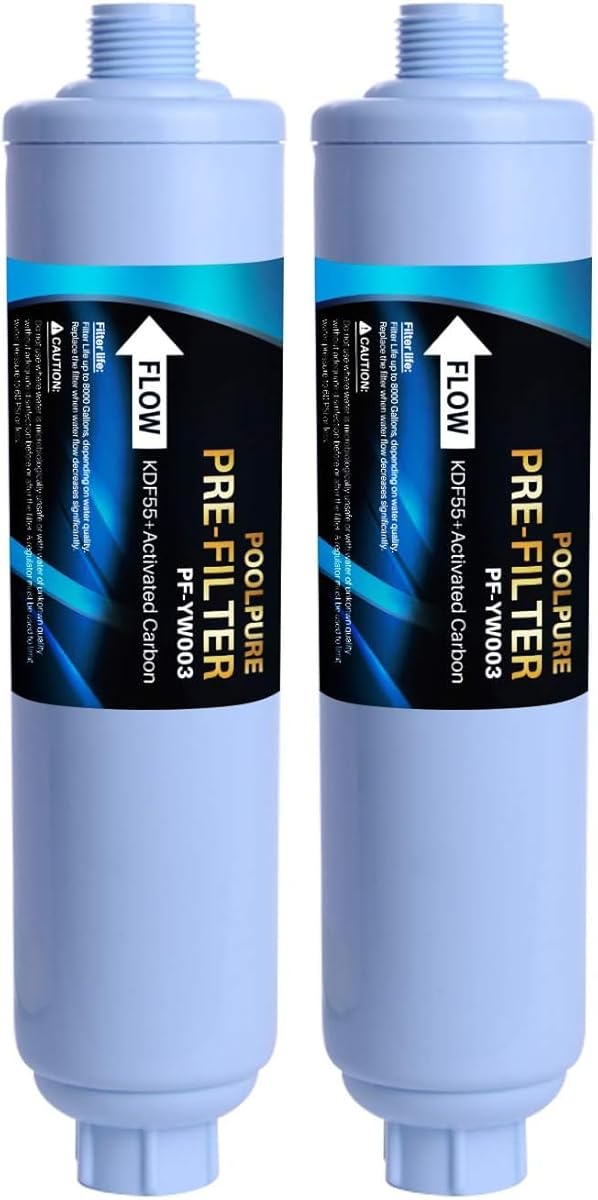 POOLPURE Garden Hose End Pre Filter for Pool, Hot Tub, Spa, Greatly Reduces Chlorine, Heavy Metals, Odor, Fits Any Standard 3/4" Garden Hose Thread, Up to 8,000 Gallons, 1PACK (Pack of 2)