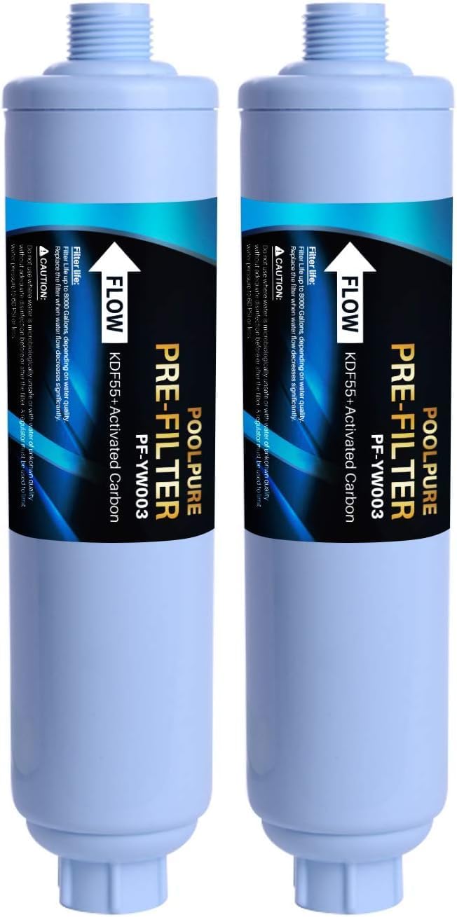 POOLPURE Garden Hose End Pre Filter for Pool, Hot Tub, Spa, Greatly Reduces Chlorine, Heavy Metals, Odor, Fits Any Standard 3/4" Garden Hose Thread, Up to 8,000 Gallons, 1PACK (Pack of 2)