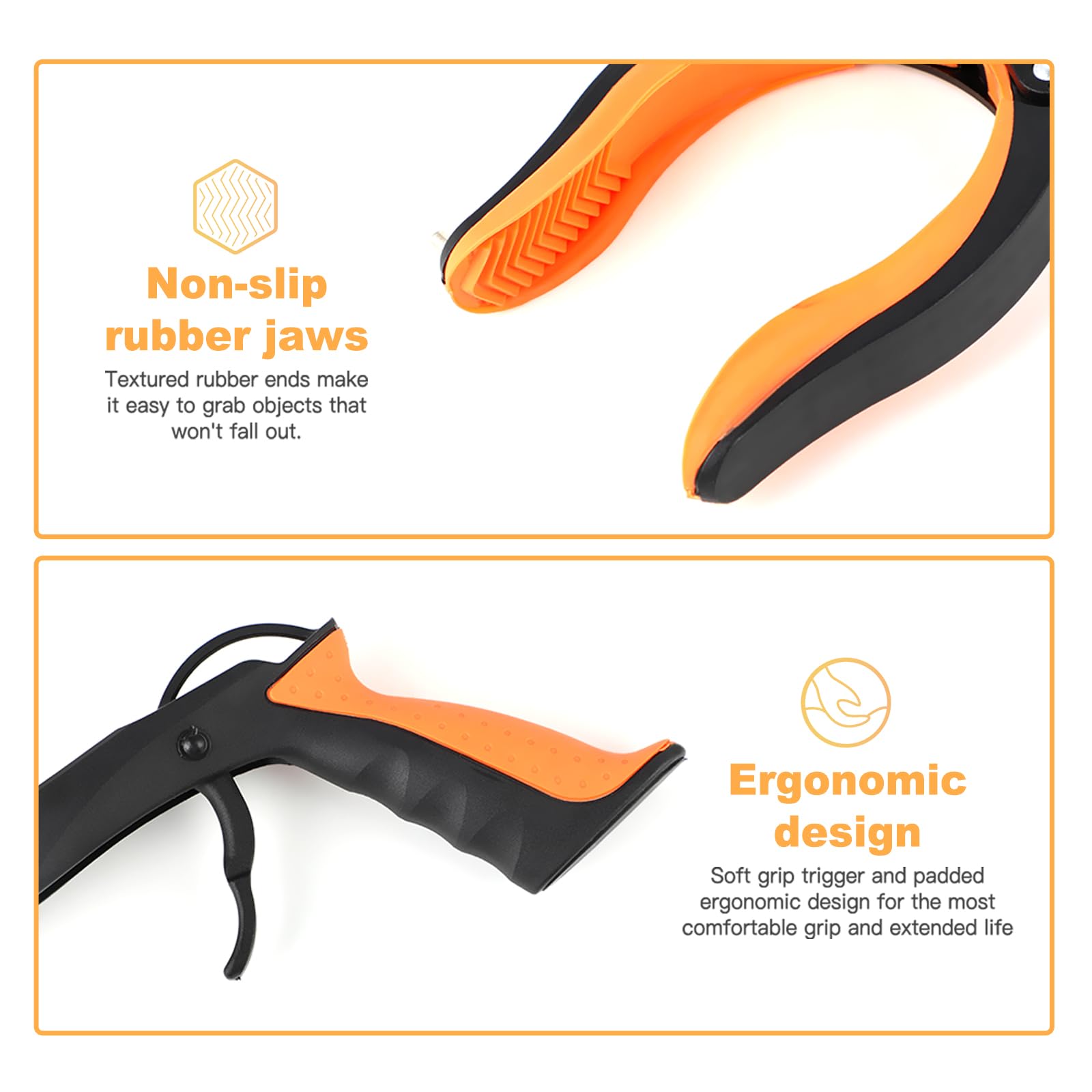 Pince de Ramassage Pliante, pince pour ramasser sans se baisser, 360° Tête pince ramasse objet, Barre avec Extrémité Magnétique pour la Collecte de Déchets et d'Ordures, Longueur de 80 cm(orange)