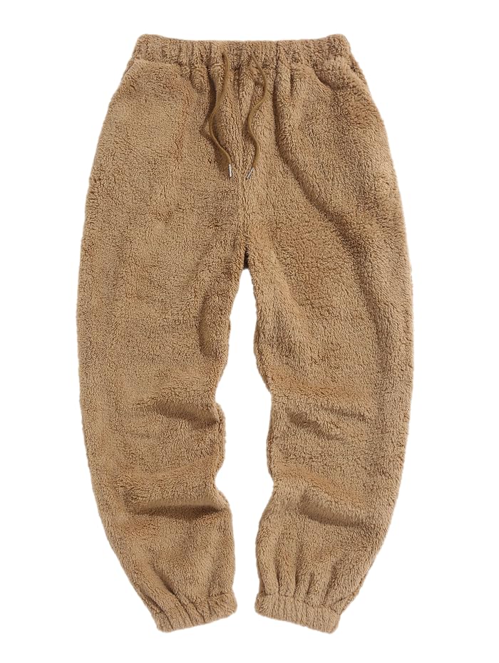 ZAFUL Men’s Fluffy Teddy Beam Feet Plush Fuzzy Warm Pajama Pants Sleepwear Loungewear Trouser with Pockets