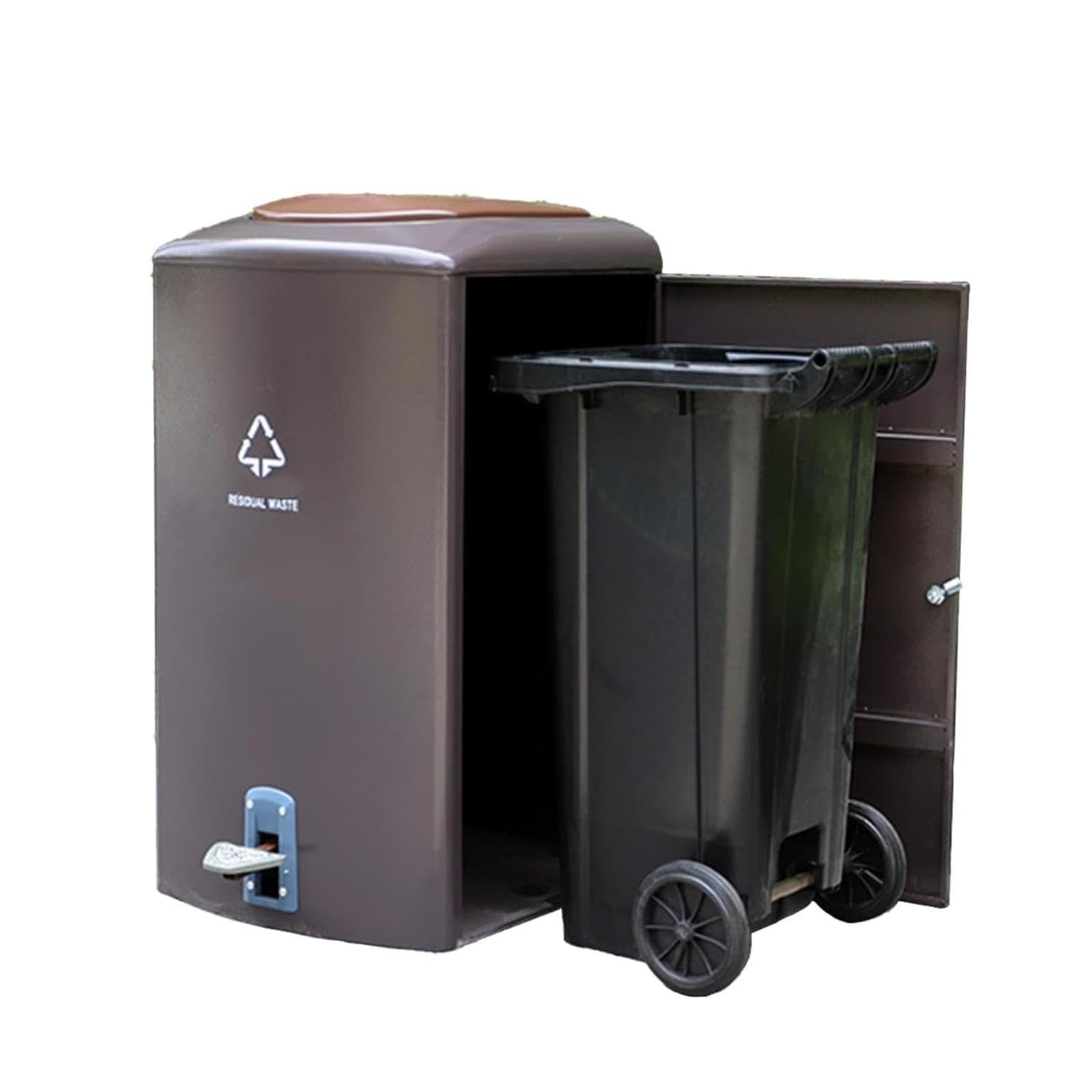 VITIWEDTY Foot-Operated Trash Can with Lid, Plastic Garbage Bin with Wheels, Commercial Waste Container for Home and Office (Dark brown 26 Gallon)