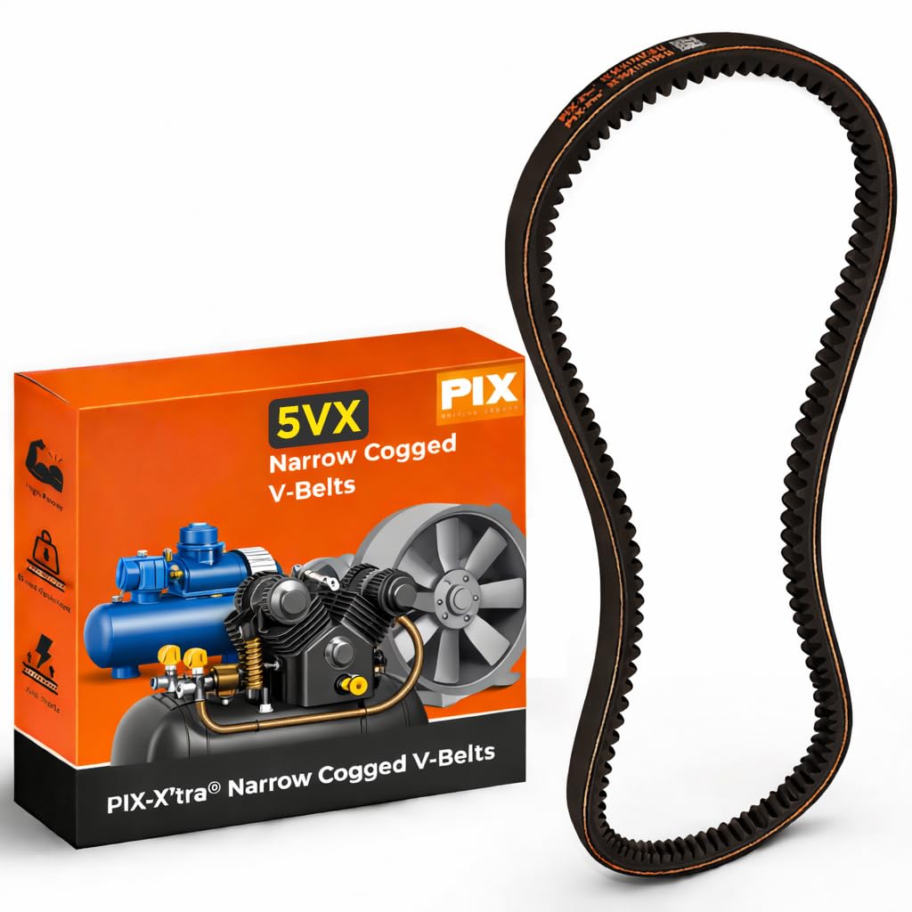 PIX Industrial Drive V-Belts, BX48 Cogged, 21/32" x 51" OC - Heavy-Duty Power Transmission Belt for Machinery, Durable V Belt for Industrial Equipment