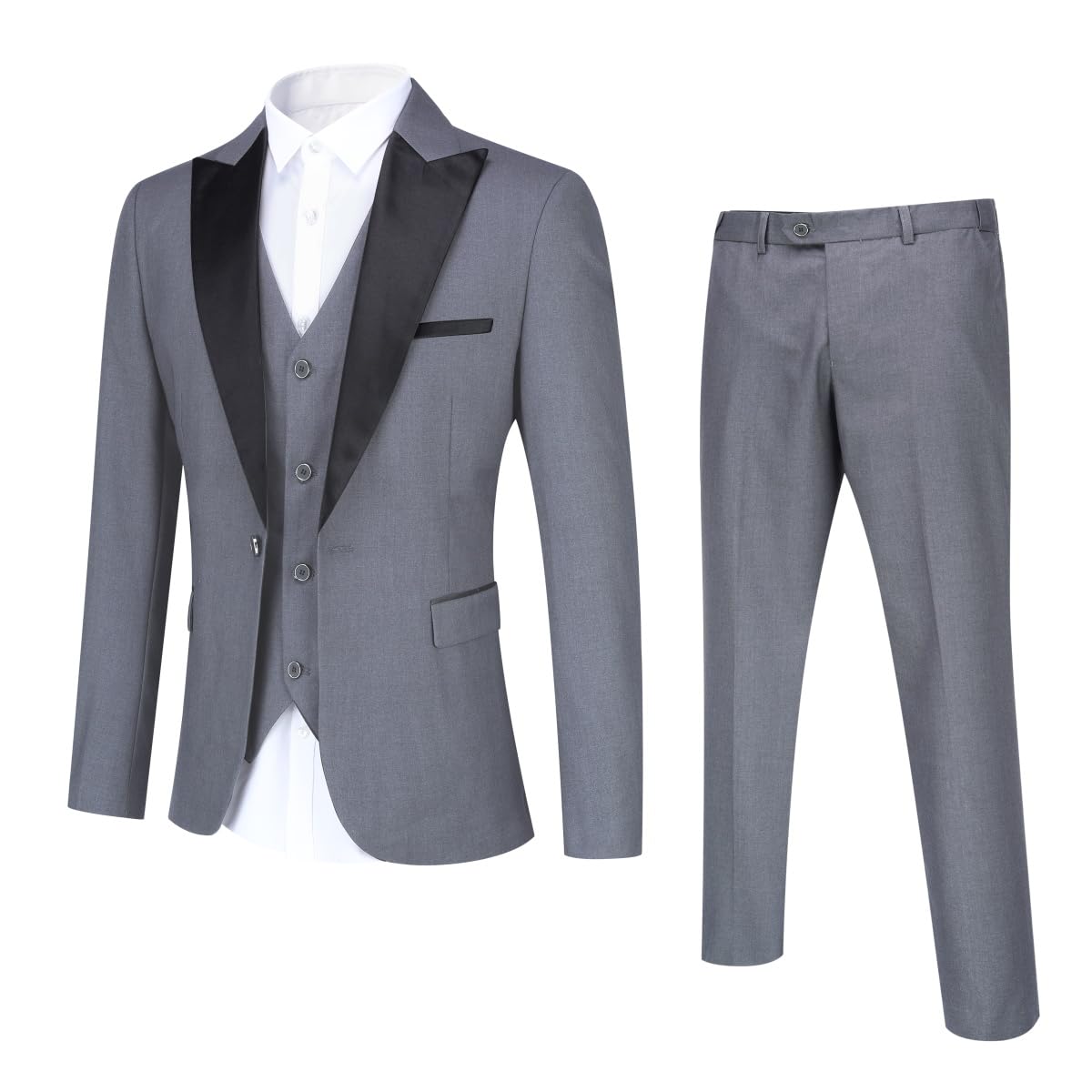 YOUTHUP Traje de solapa pico ajustado 3 piezas hombre elegante chaqueta boda para esmoquin chaleco