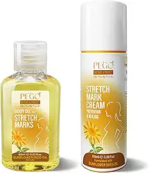 AOAO Óleo Pego Para Estrias, Prevenção E Redução De Estrias Na Gravidez, Gestação, Hidratante A Pele, 5,41 Oz (Óleo + Creme)