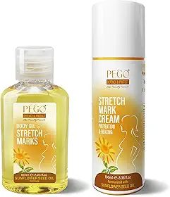 AOAO Óleo Pego Para Estrias, Prevenção E Redução De Estrias Na Gravidez, Gestação, Hidratante A Pele, 5,41 Oz (Óleo + Creme)
