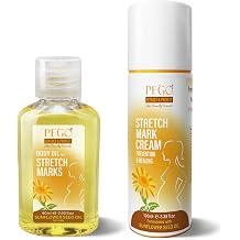 PEGO Stretch Mark Oil for Pregnancy, Maternity Body Oil for Stretch Mark Prevention & Reduction, Hydrating Skin Care, 5.41oz Oil+Cream