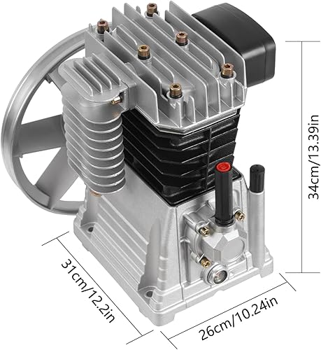 Miniatura 2 de Bomba del compresor de aire, 3HP 2200W 250L/min Compresor de pistón, Bomba de compresor de aire de cilindro gemelo Cilindro del pistón de la cabeza