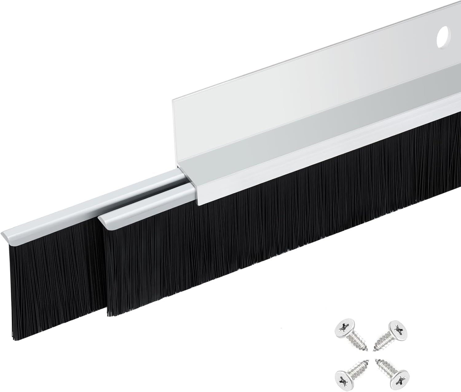 Lot de 4 – Joint de Porte à Brosse Retsun 53 mm x 880 mm – Double Couche Exclusive – Aluminium anodisé avec Fibres PP Haute densité – Anti-Courant d’air, Anti-Insectes et Anti-poussière（Double3cm, 4）
