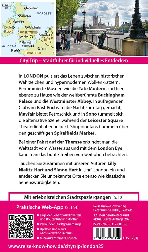 Reise Know-How CityTrip London: Reiseführer London mit Stadtplan, 4 Spaziergängen und kostenloser Web-App
